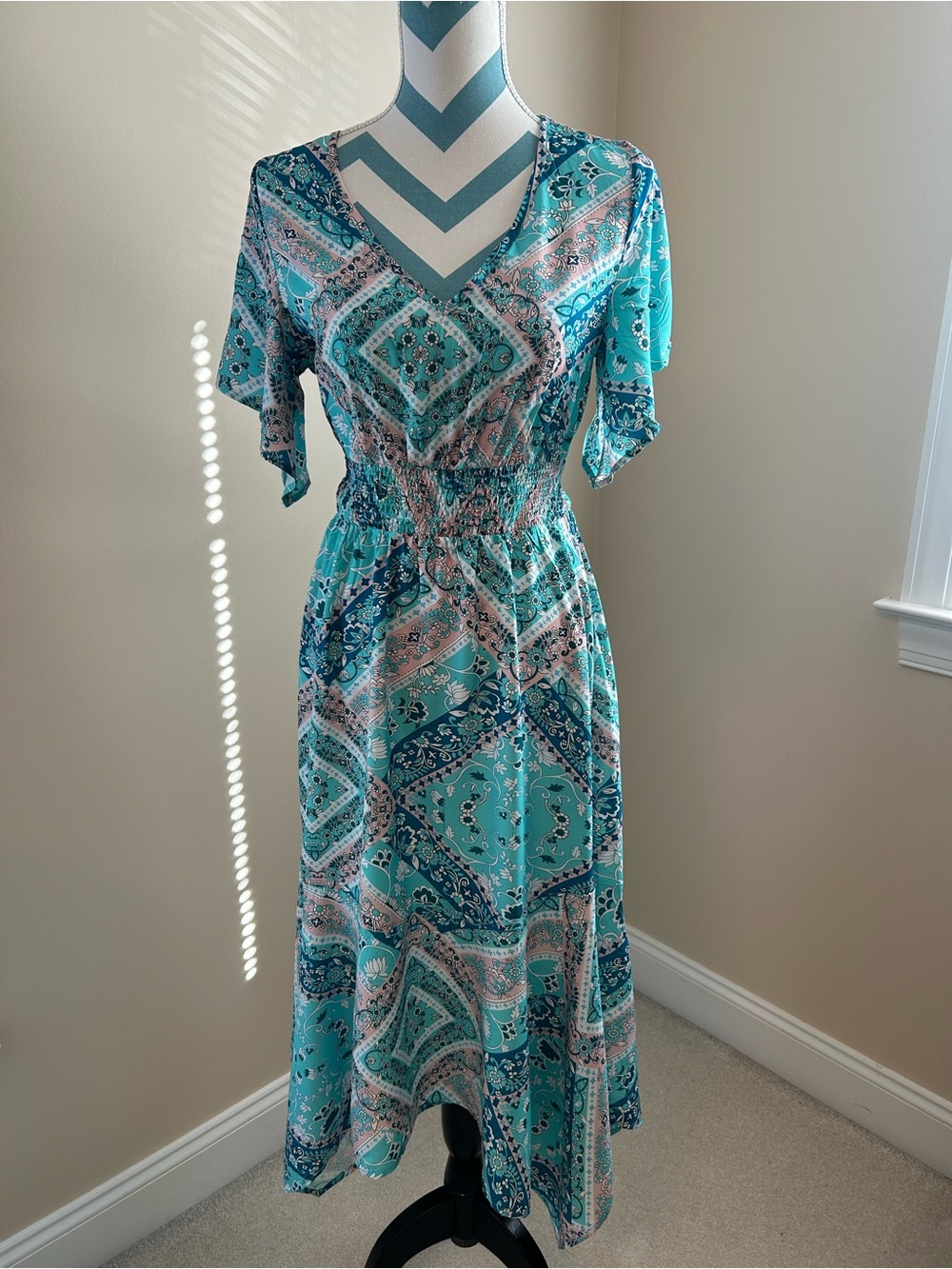 Cupshe Turquoise Blue Paisley Midi Dress